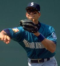 Baseball: Seattle Mariners Alex Rodriguez #3 in action alone.